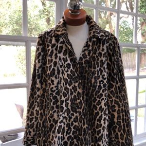 NEVER WORN animal print coat.  CHICOS size 3. Fits 16-18. Light weight.